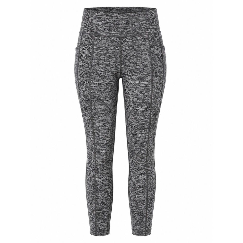 Athleta Exhale Heel Tight Womens L Gray Space Dye 26in Pockets Yoga Leggings